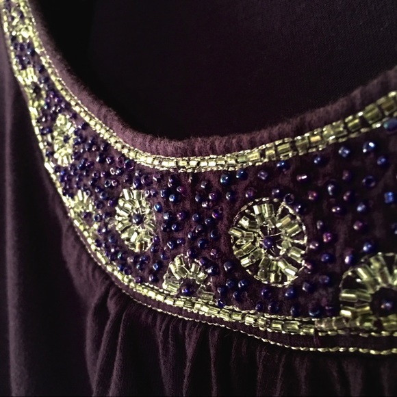 ST. JOHN’S BAY Embellished Purple Top - Picture 3 of 7
